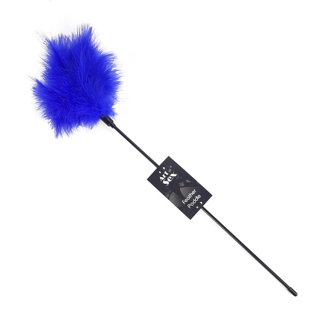 Лоскітка з пером індика Art of Sex – Feather Paddle, синя - зображення 1