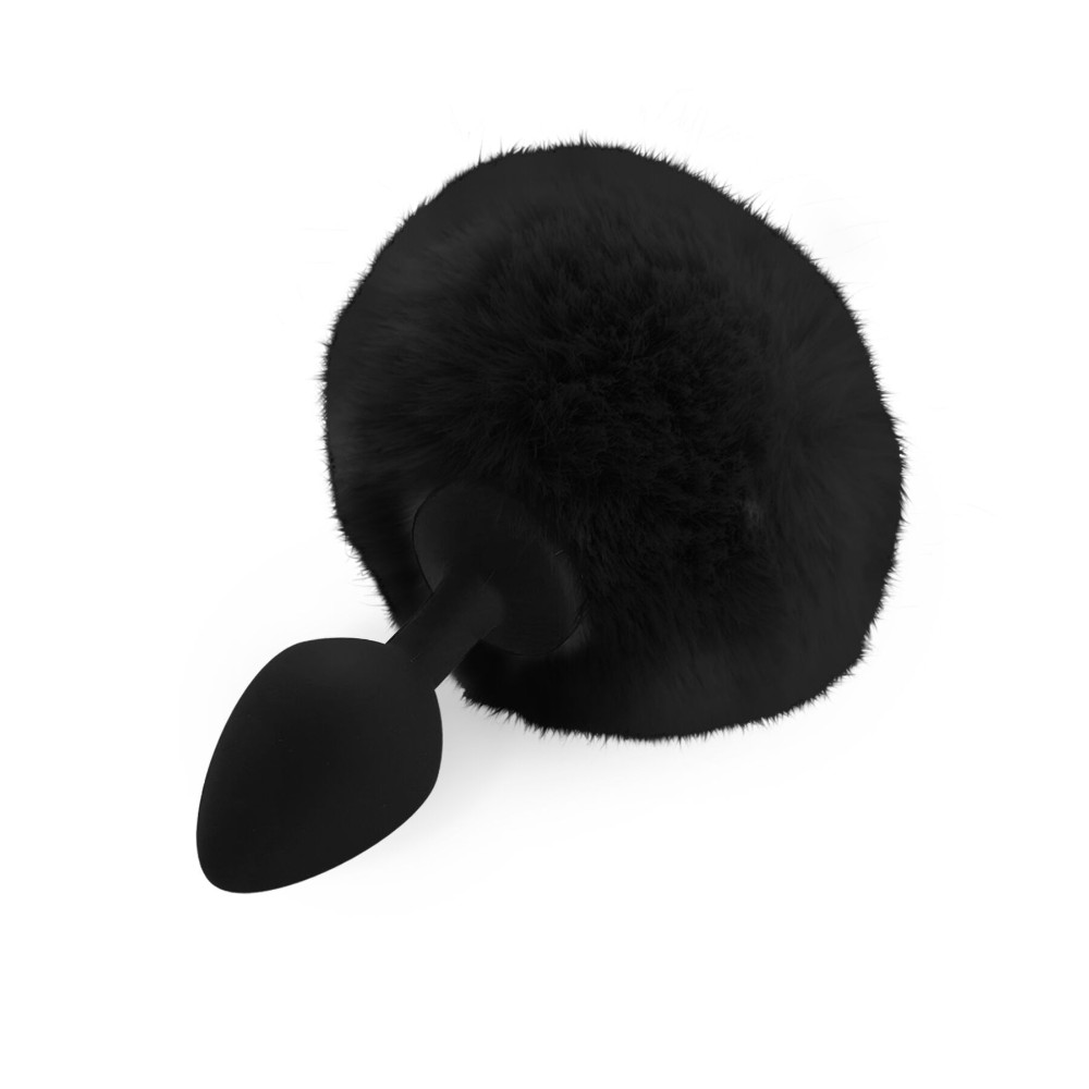 Силіконова анальна пробка М Art of Sex - Silicone Butt plug Rabbit Tail Black, діаметр 3,5 см - зображення 1