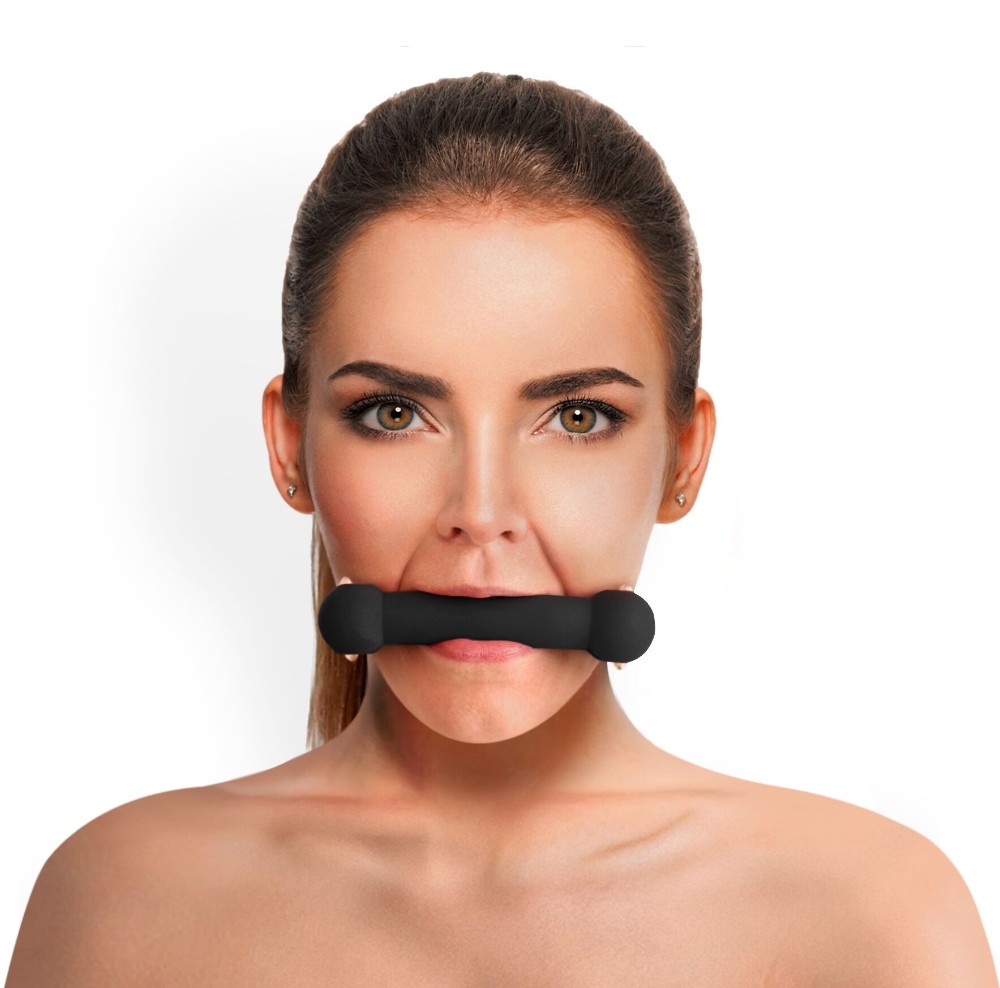 Кляп-палиця на ременях Art of Sex – Gag Stick Silicon, чорний, натуральна шкіра - зображення 1