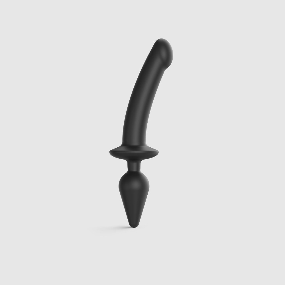 Анальна пробка з дилдо 2в1 Strap-On-Me SWITCH PLUG-IN DILDO Black XXL, діаметр 5,2/3,9 см - зображення 1