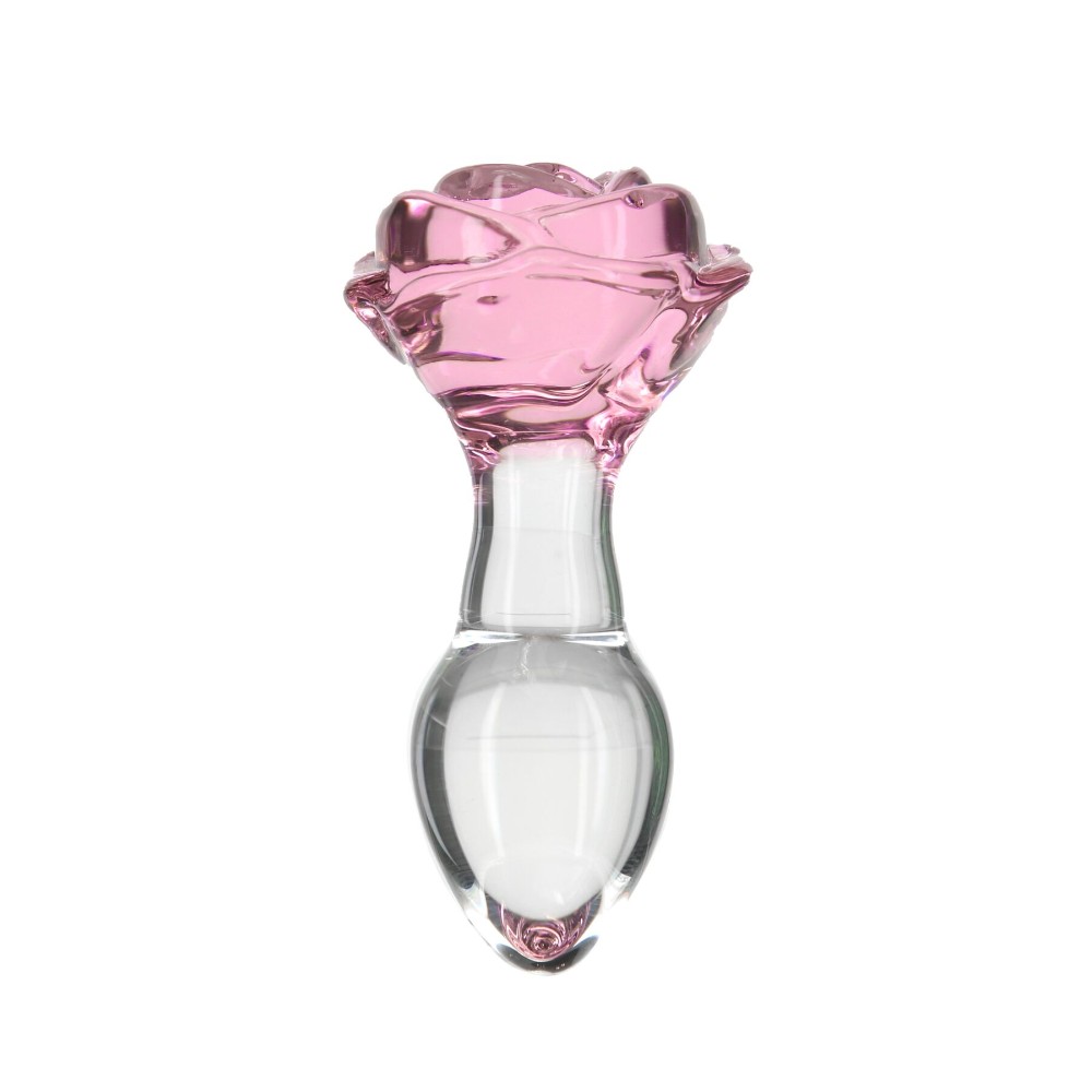 Скляна анальна пробка Pillow Talk Rosy Luxurious Glass Anal Plug, ⌀3,3 см, віброкуля в подарунок - зображення 1