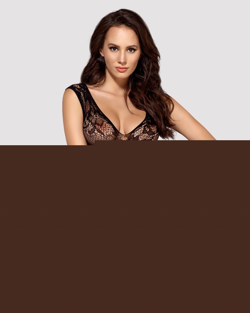 Бодістокінг Obsessive Bodystocking F221 XL/XXL, силуетний квітковий малюнок, імітація панчіх - зображення 1