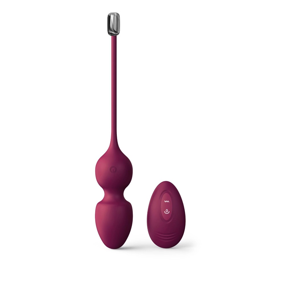 Вагінальні кульки Dorcel LOVE BALLS PLUM, вібрації та рухи внутрішньої кульки, пульт ДК - зображення 1