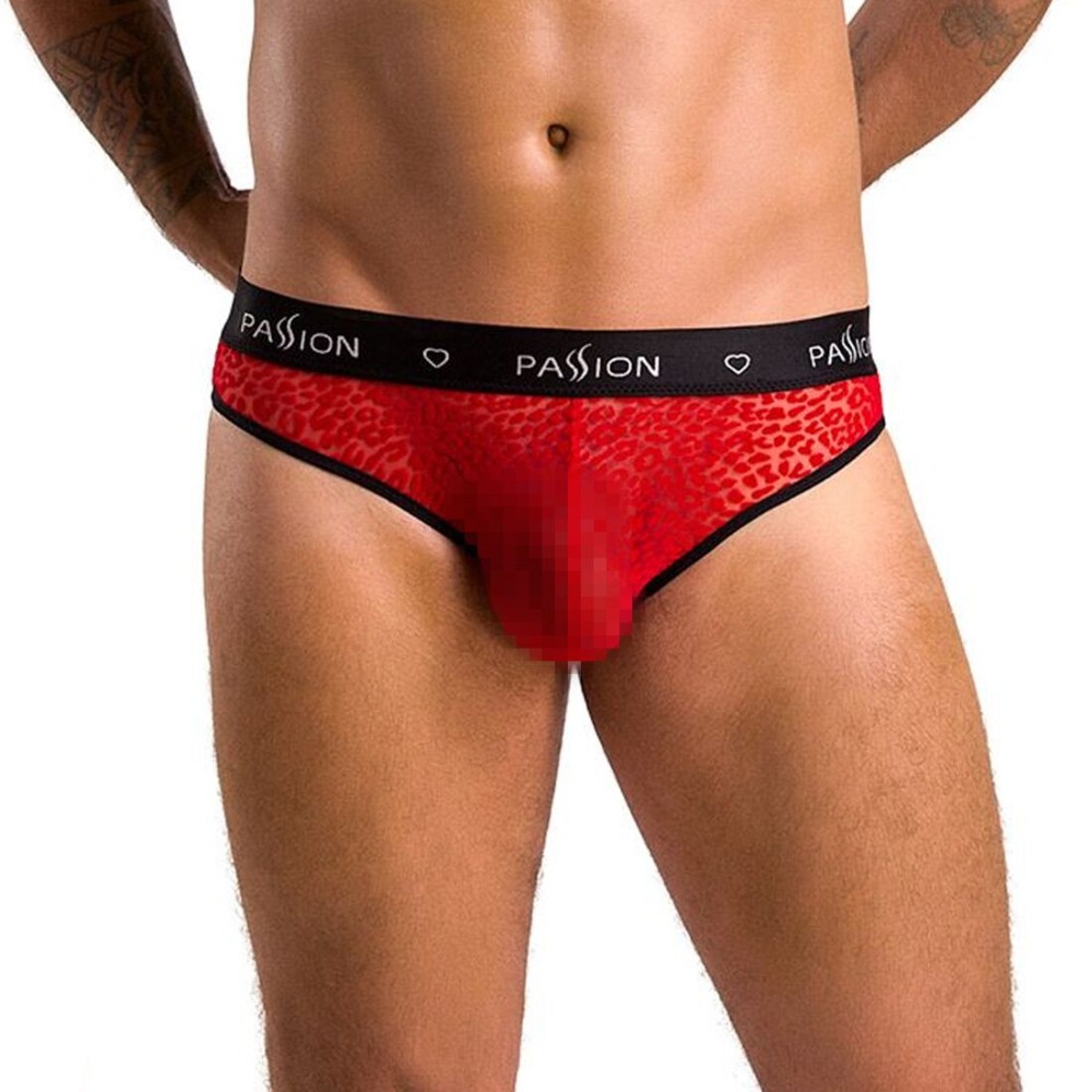 Чоловічі напівпрозорі труси Passion 031 SLIP MIKE XXL/XXXL Red, під леопард - зображення 1