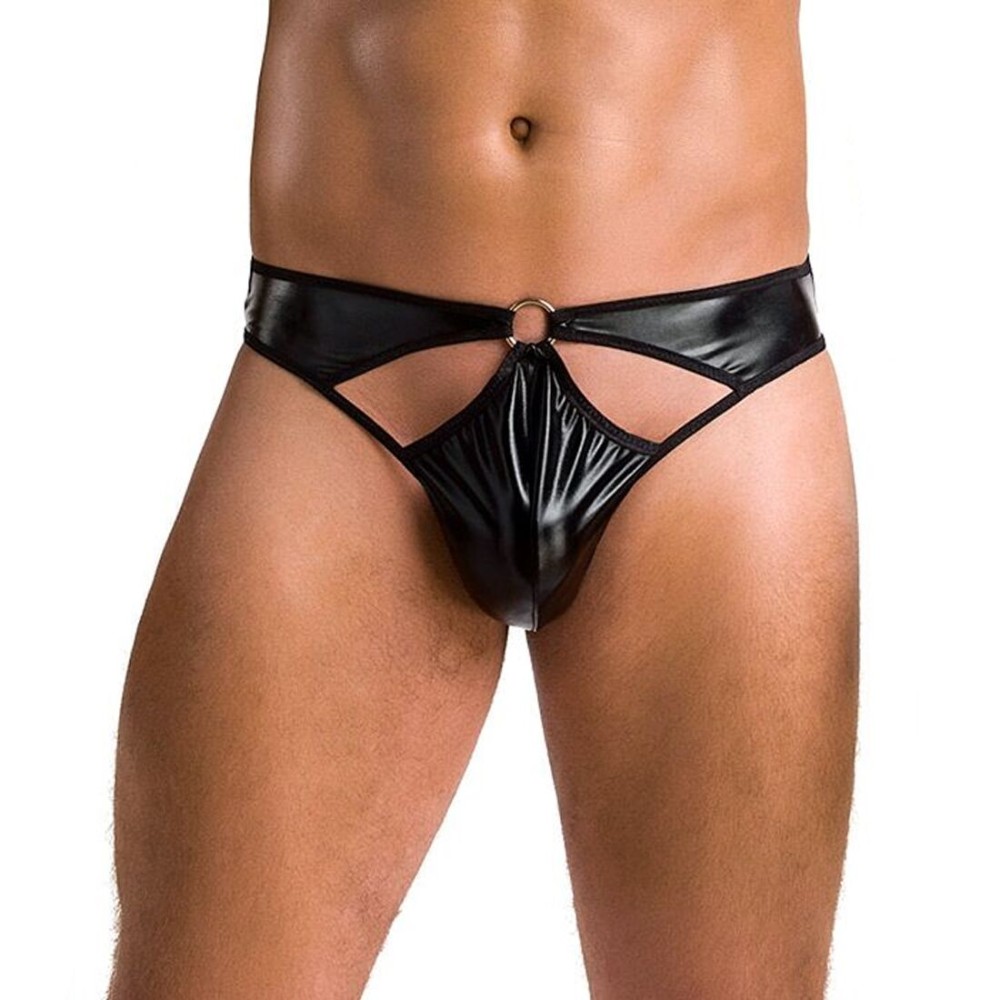 Чоловічі стринги Passion 033 THONG PAUL S/M Black, під латекс - зображення 1