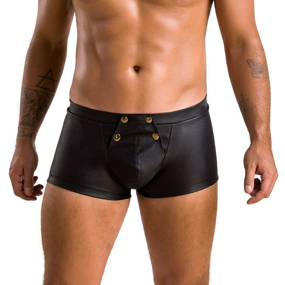 Чоловічі шкіряні боксери з клапаном Passion 050 SHORT PATRICK L/XL Black - зображення 1