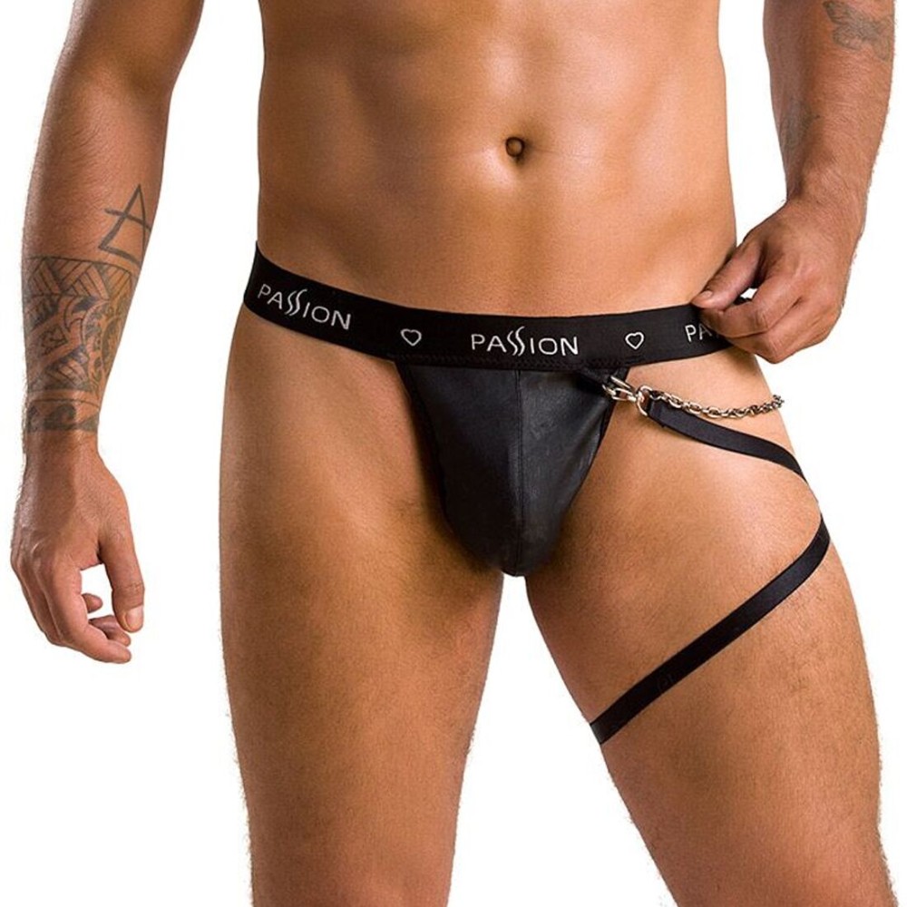 Чоловічі трусики танга з підв’язкою Passion 058 THONG BILL XXL/XXXL Black - зображення 1