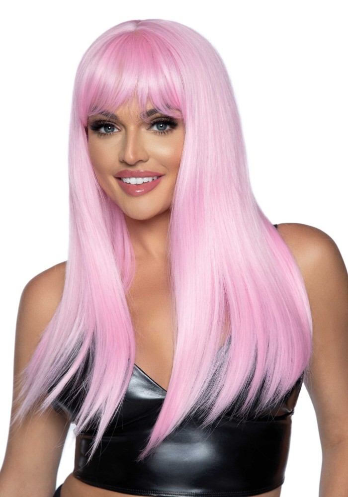 Довга рожева перука Leg Avenue Long straight bang wig, гладенька, 61 см - зображення 1
