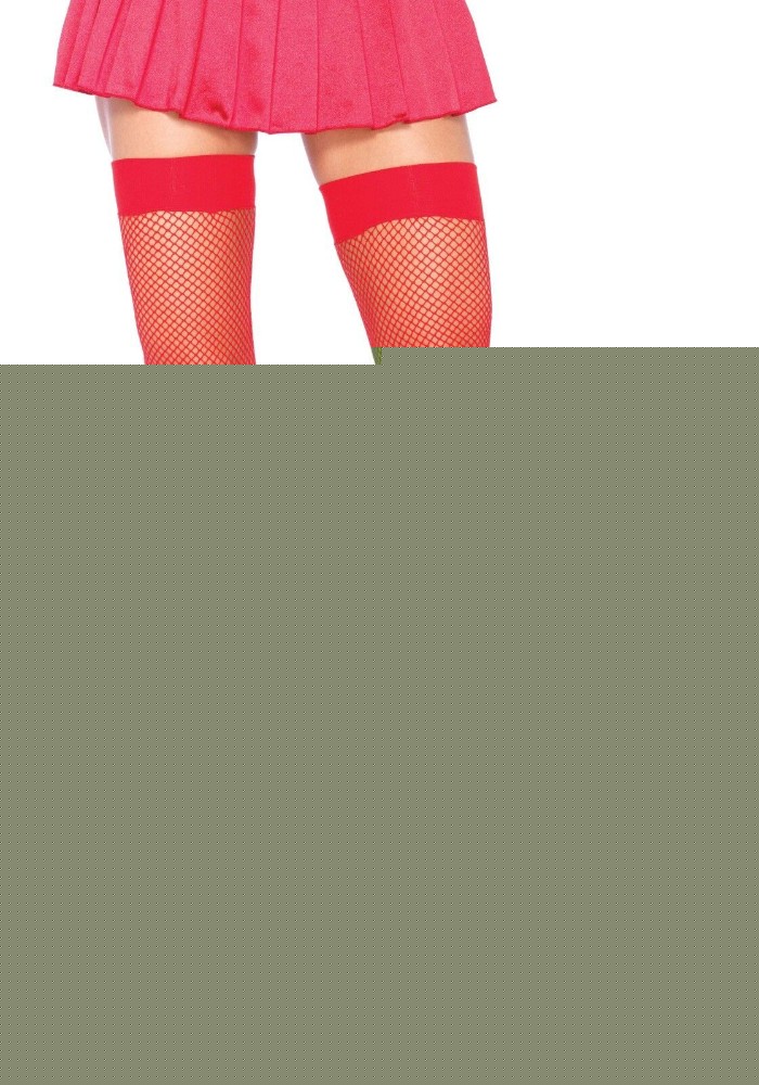 Панчохи-сітка Leg Avenue Nylon Fishnet Thigh Highs One size, Red, дрібна сітка - зображення 1