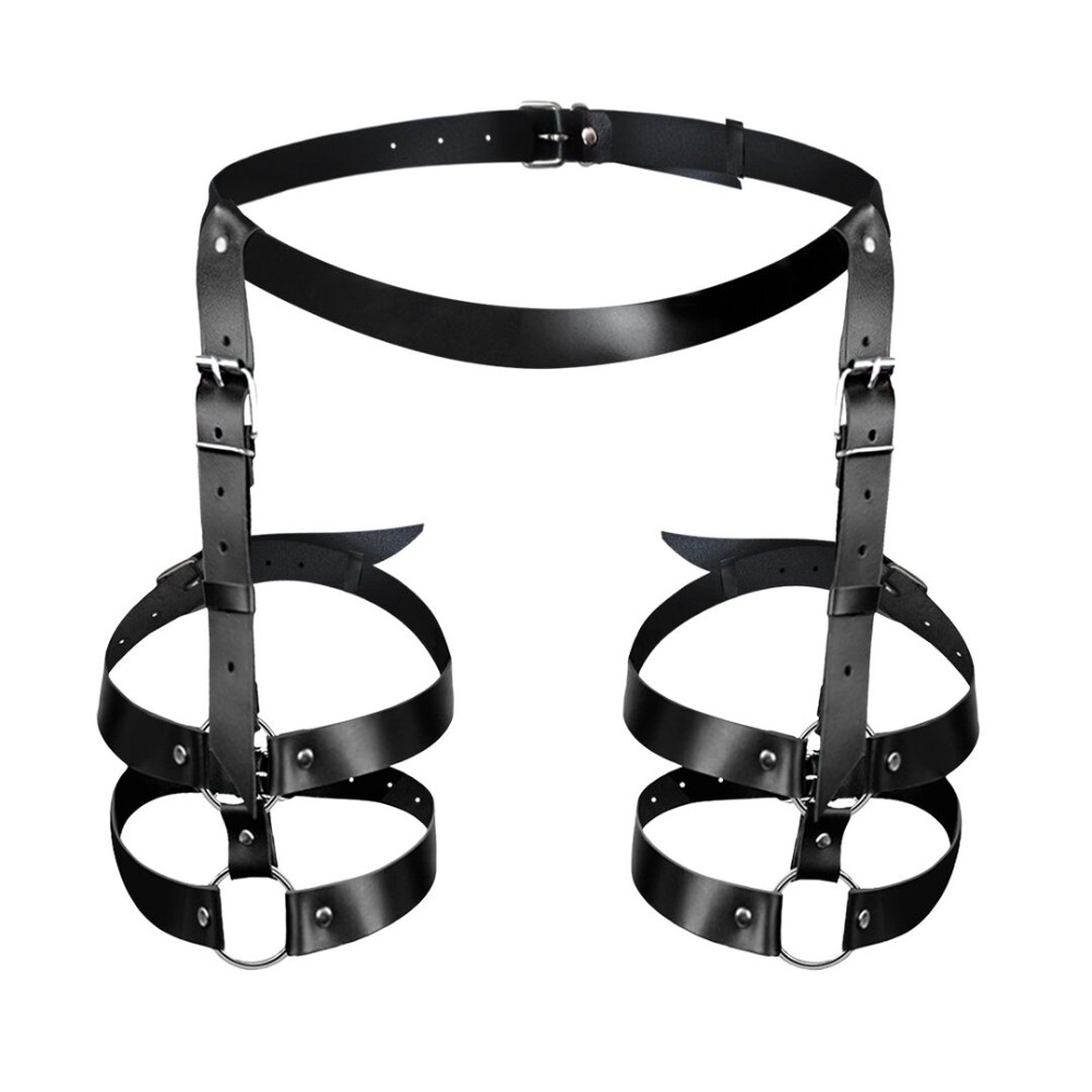 Шкіряні гартери Art of Sex - Melani Leather garters, Чорні XS-M - зображення 1
