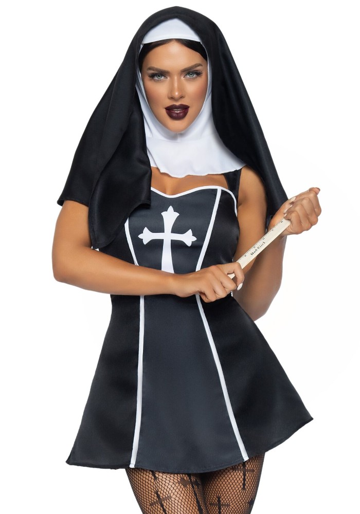 Костюм черниці Leg Avenue Naughty Nun M, сукня, головний убір - зображення 1