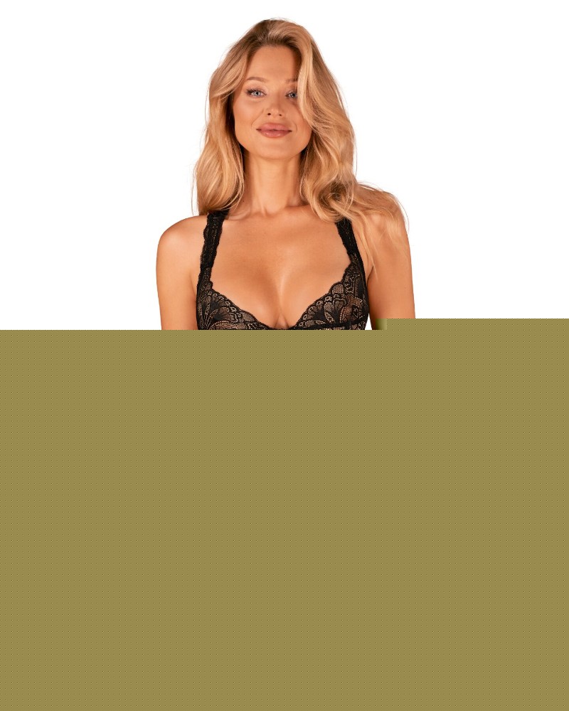 Сорочка бебі-дол з мереживом на грудях Obsessive Donna Dream babydoll XS/S Black, стрінги - зображення 1