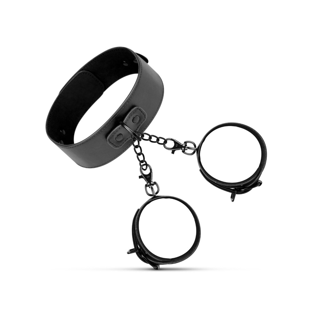 Наручники з нашийником Bedroom Fantasies: Collar & Wrist Cuffs, чорні - зображення 1