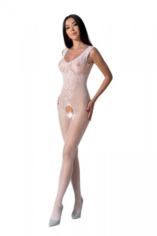 Бодістокінг з крилами Passion BS098 One Size, white, середня сітка, відкритий доступ - зображення 1