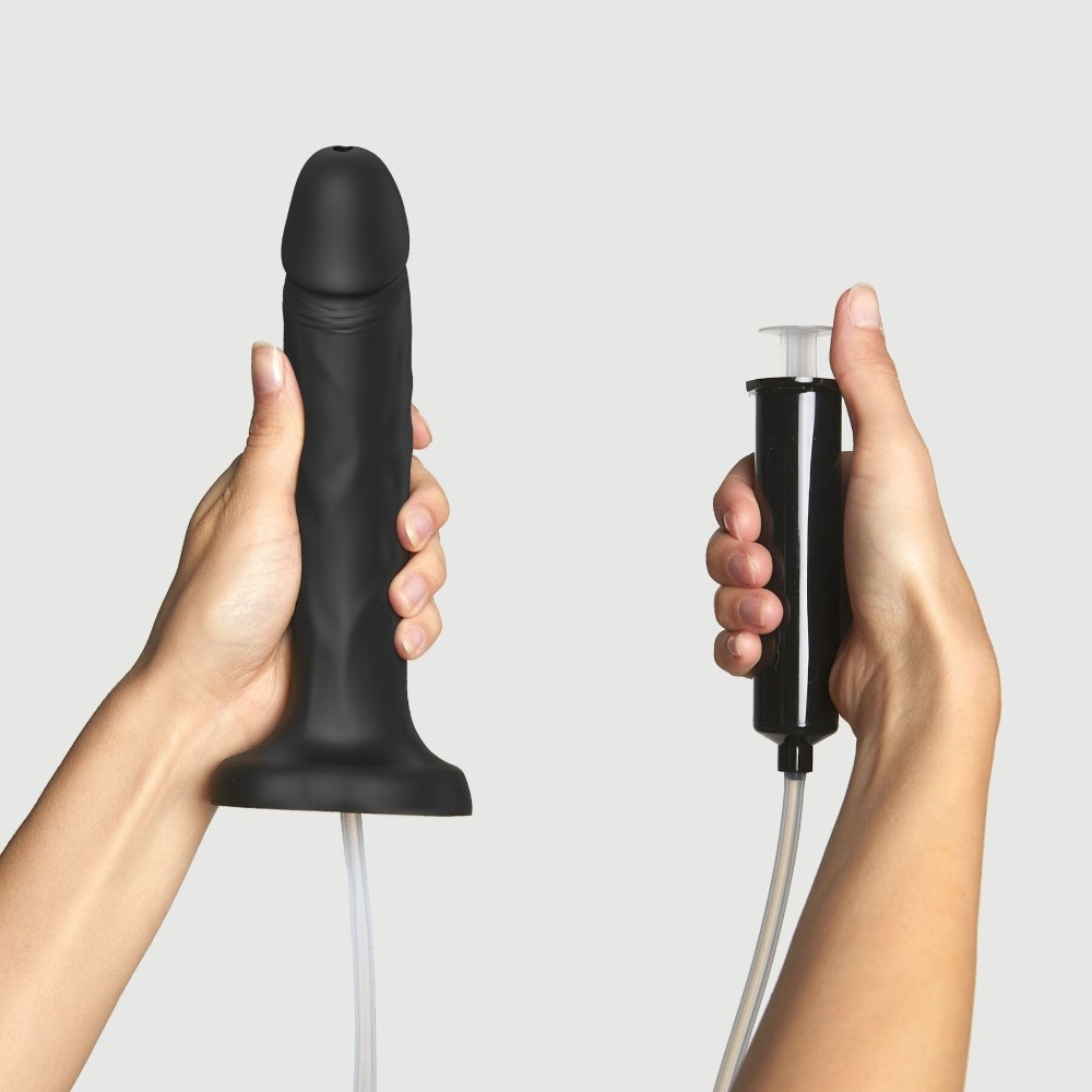 Фалоімітатор, що кінчає Strap-On-Me Squirting Cum Dildo Realistic Black, діам. 3,5 см, силікон - зображення 1