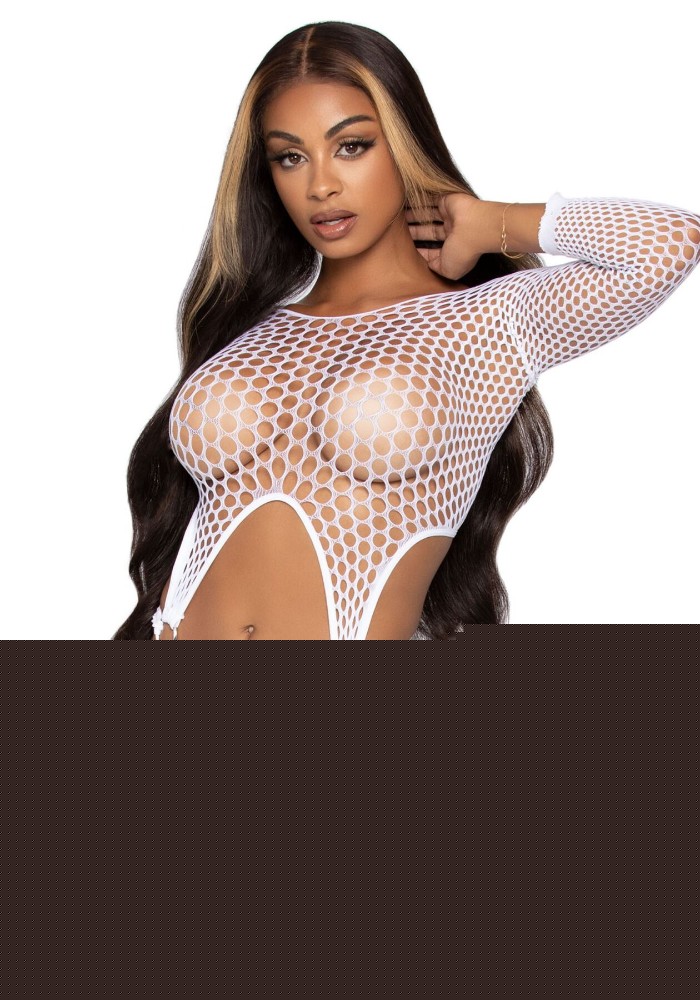 Еротичне боді Leg Avenue Top bodysuit with thong back White - зображення 1