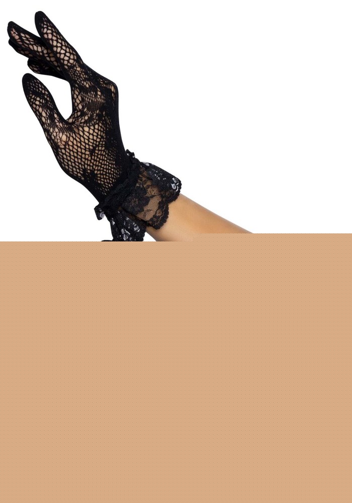 Короткі рукавички Leg Avenue Floral lace wristlength gloves Black - зображення 1