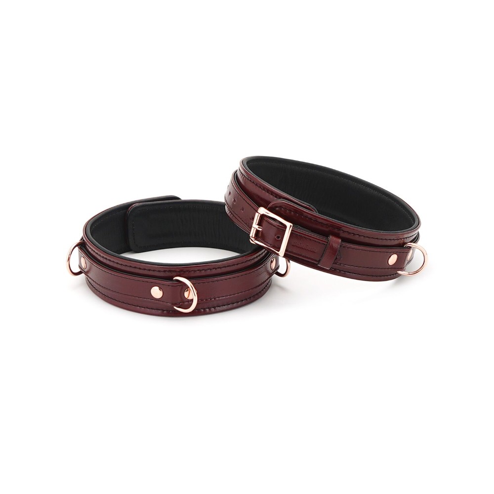 Фіксатори для стегон Liebe Seele Wine Red Thigh Cuffs S Size, натуральна шкіра - зображення 1