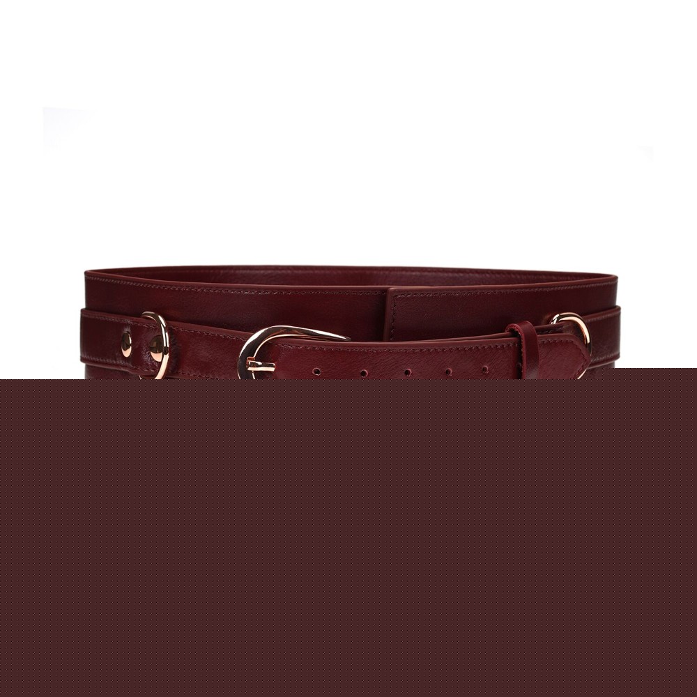 Шкіряний пояс для бондажу Liebe Seele Wine Red Waist Cuff, S Size - зображення 1