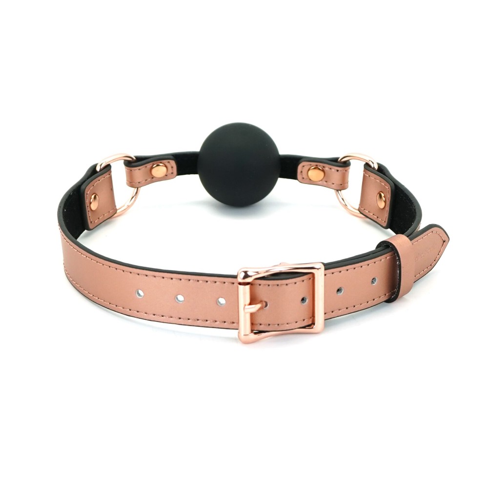 Кляп Liebe Seele Rose Gold Memory Ball Gag, силіконова кулька, діаметр 4,3 см, шкіряний ремінець - зображення 1