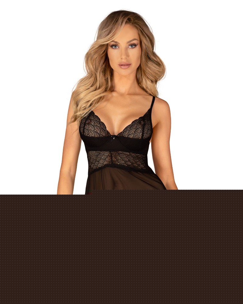Еротичний комплект Obsessive Chemeris babydoll & thong M/L, пеньюар та стрінги - зображення 1