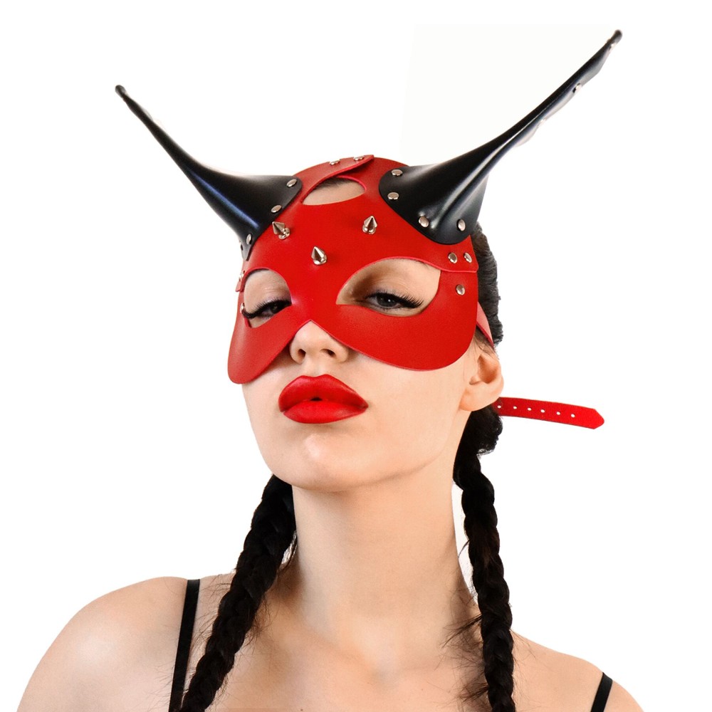 Шкіряна маска Art of Sex - Lucifer Red&Black - зображення 1