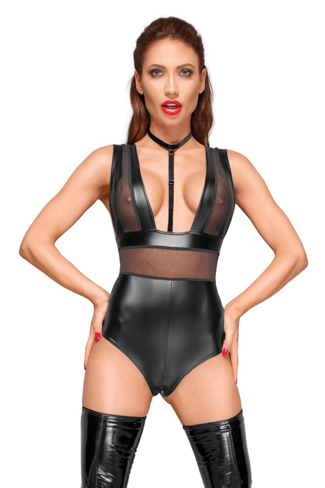 Боді з мокрим ефектом Noir Handmade F183 Powerwetlook body, S - зображення 1