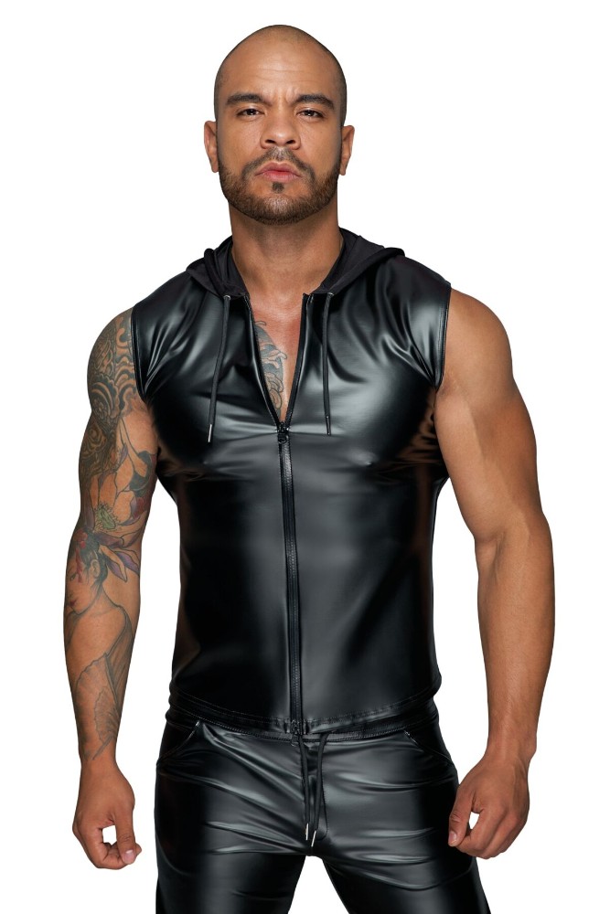 Чоловіча безрукавка з капюшоном Noir Handmade H062 Hooded Shirt, M, мокрий ефект - зображення 1