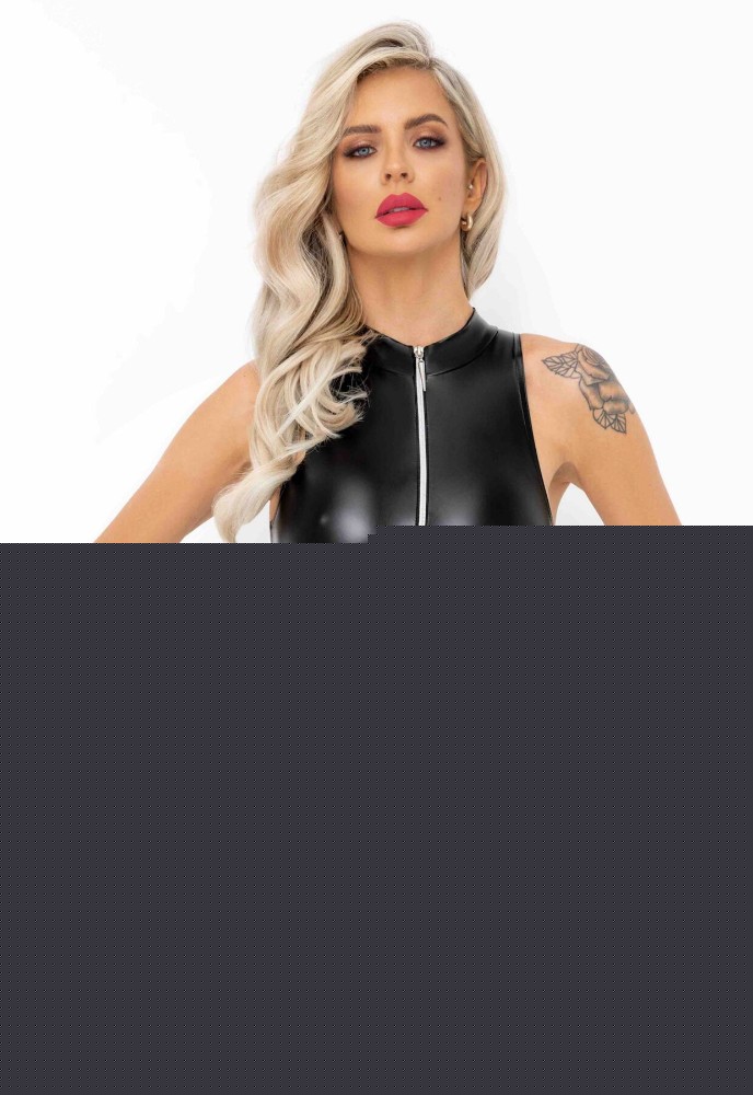 Боді з мокрим ефектом Noir Handmade F294 Powerwetlook bodysuit with front zipper, S - зображення 1