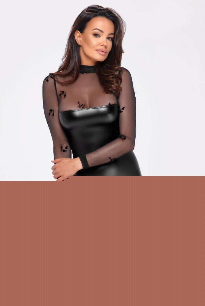 Сукня Noir Handmade F310 Sublime, 3XL, black, міді, мокрий ефект, верх — сітка, довгий рукав - зображення 1