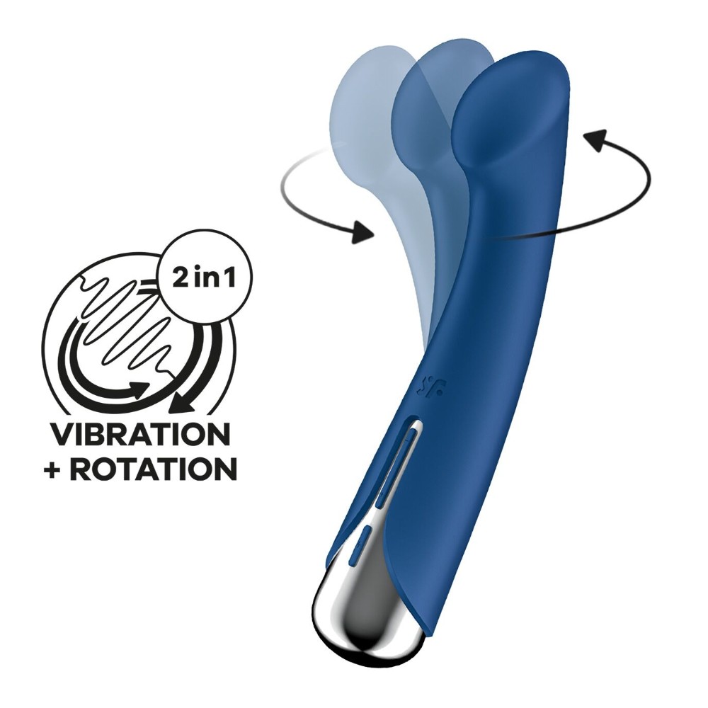 Вібратор з ротацією Satisfyer Spinning G-Spot 1 Blue, плоский майданчик для стимуляції точки G - зображення 1
