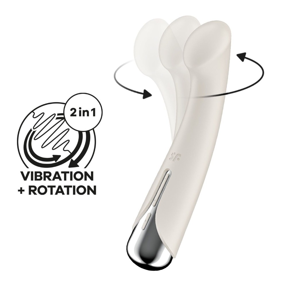 Вібратор з ротацією Satisfyer Spinning G-Spot 1 Beige, плоский майданчик для стимуляції точки G - зображення 1