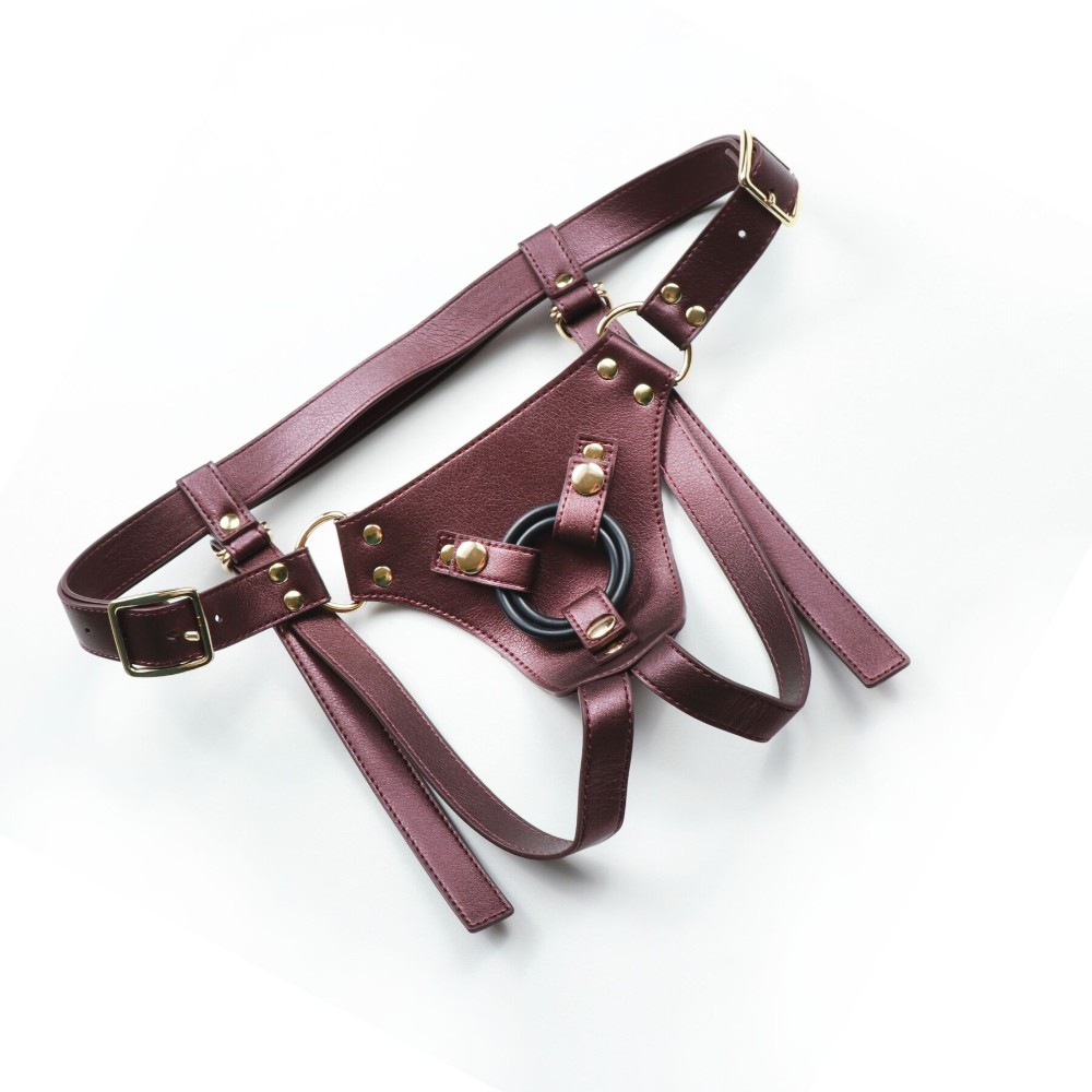 Трусики для страпона Strap-On-Me Harness Generous Blue, One Size, штучна шкіра, регульовані ремені, змінні кріплення для дилдо - зображення 1
