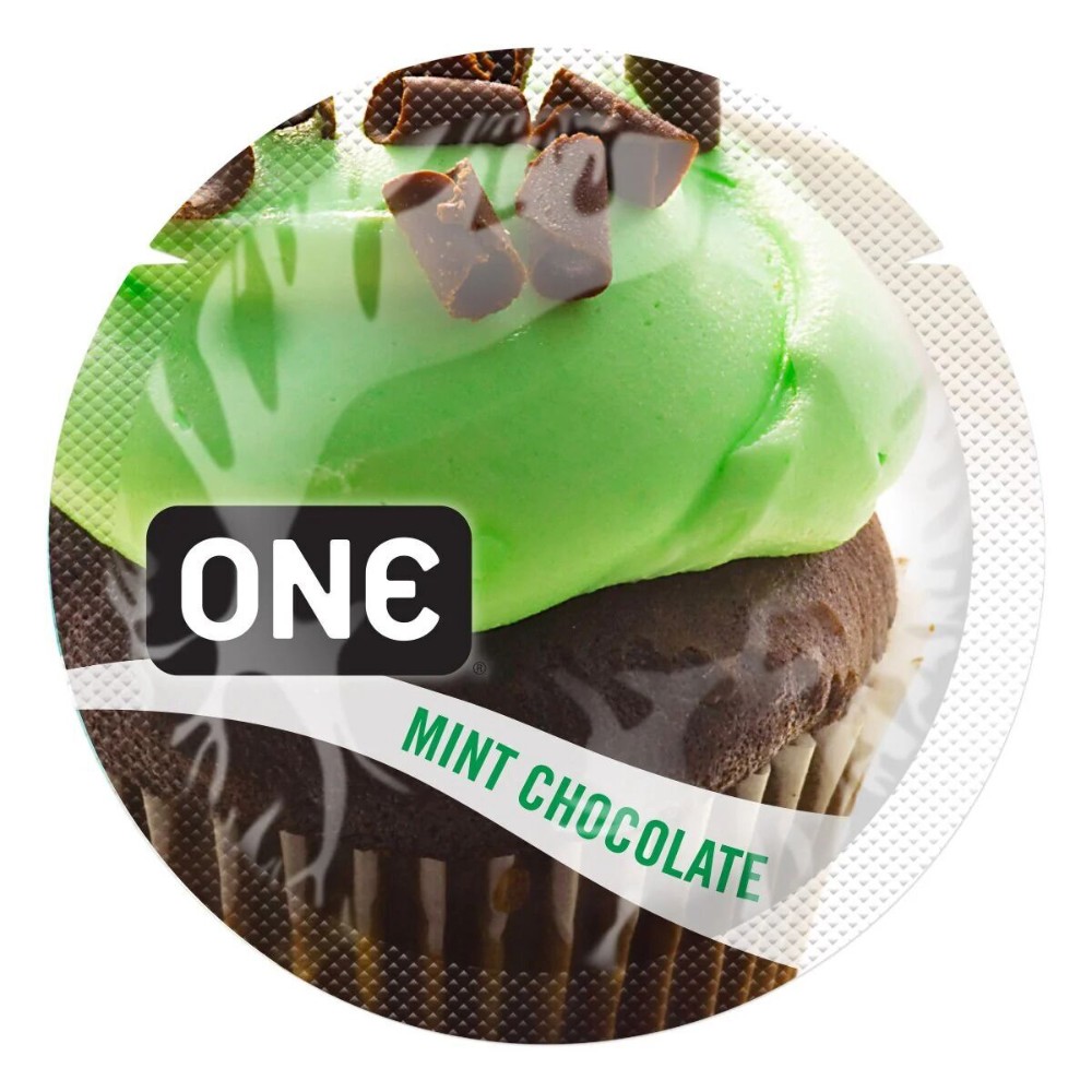 Ароматизований презерватив ONE FlavorWaves Mint Chocolate, 1 шт, зелений, запах м’ятного шоколаду - зображення 1