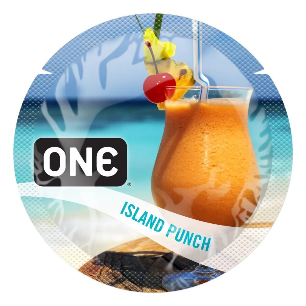 Ароматизований презерватив ONE FlavorWaves Island Punch, 1 шт, запах тропічного коктейлю - зображення 1