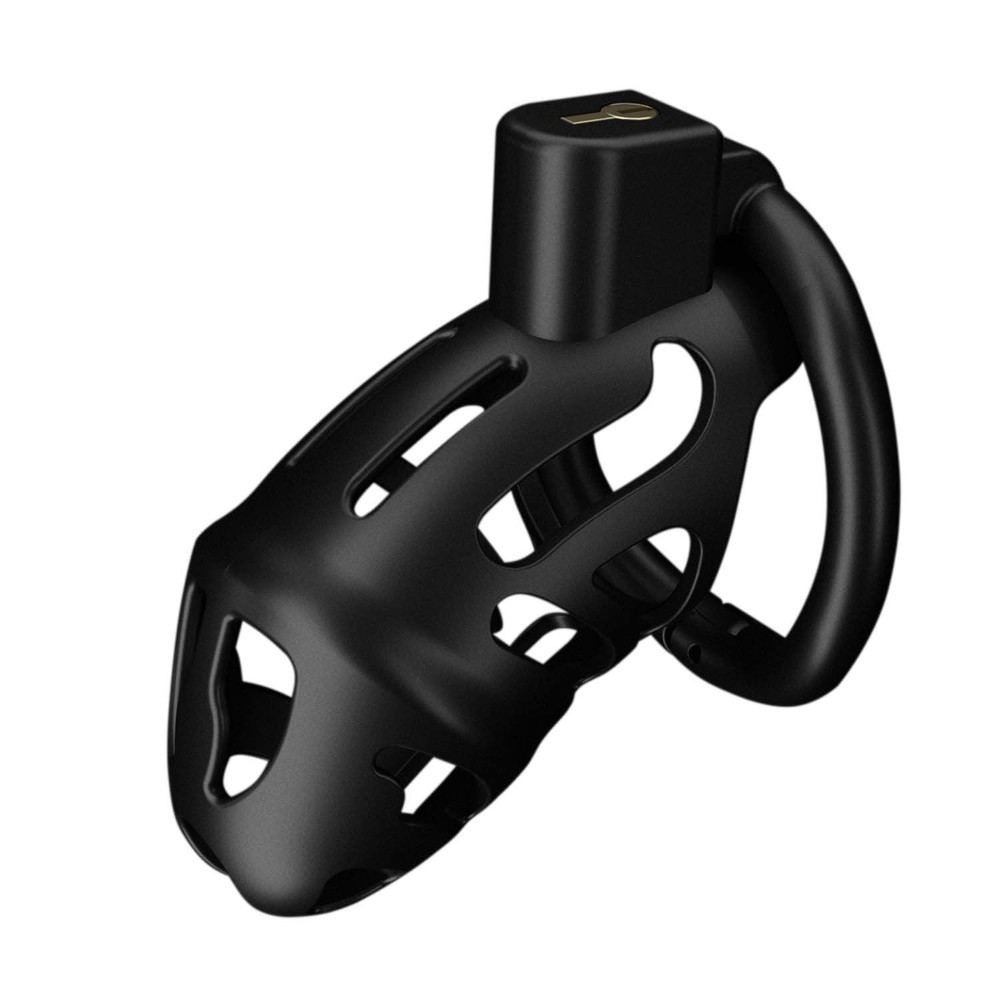 Клітка для пеніса LOCKINK SEVANDA Naja-Cobra Chastity Cage, чорна, 3 кільця різних розмірів - зображення 1