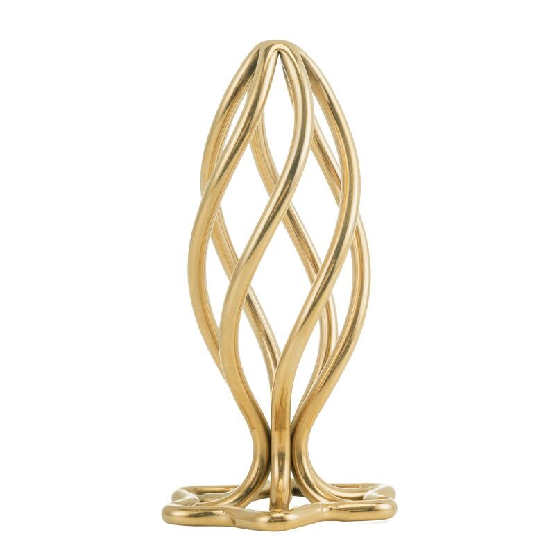 Металева анальна пробка LOCKINK SEVANDA Hollow Spiral Golden, L, золотиста, діаметр 3,9 см - зображення 1