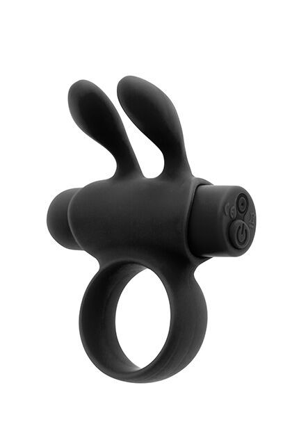 Ерекційне віброкільце S Pleasures Premium Rabbit Ring чорне, зі знімною віброкулею та вушками - зображення 1