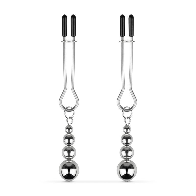 Затискачі для сосків Bedroom Fantasies: Nipple Clamps with Beaded Chain - Silver - зображення 1