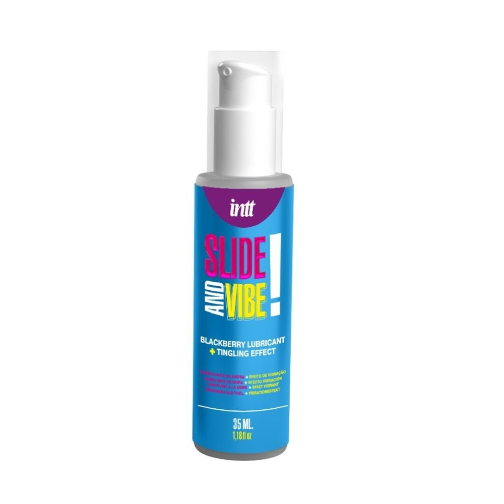 Вібролубрикант Intt Slide and Vibe (35 мл) на водній основі, стимулювальний, зі смаком ожини - зображення 1