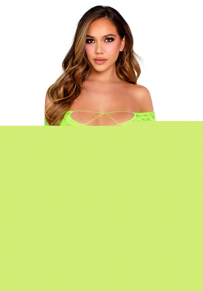 Бодістокінг Leg Avenue Crotchless Footless Lingerie Bodystocking One Size Neon Green - зображення 1