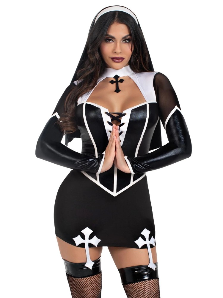 Костюм черниці Leg Avenue Holy Hottie Dress M - зображення 1