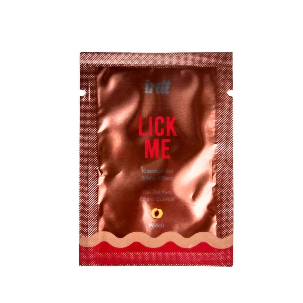 Пробник гелю для оральних пестощів з зігрівальним ефектом INTT Lick Me Kissable Gel Peach 2 мл - зображення 1