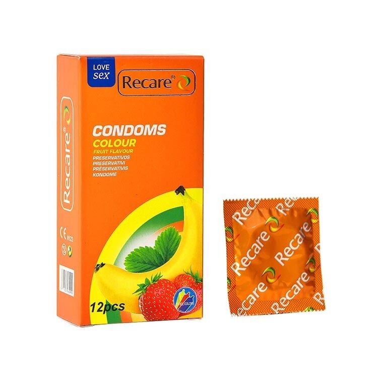 Презервативи Recare Color Fruit Flavour Condoms 12 шт, аромати: м'ята, банан, полуниця - зображення 1