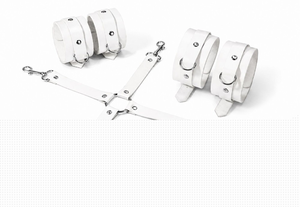 Набір для БДСМ Feral Feelings BDSM Kit 3 White, наручники, поножі, хрестовина - зображення 1