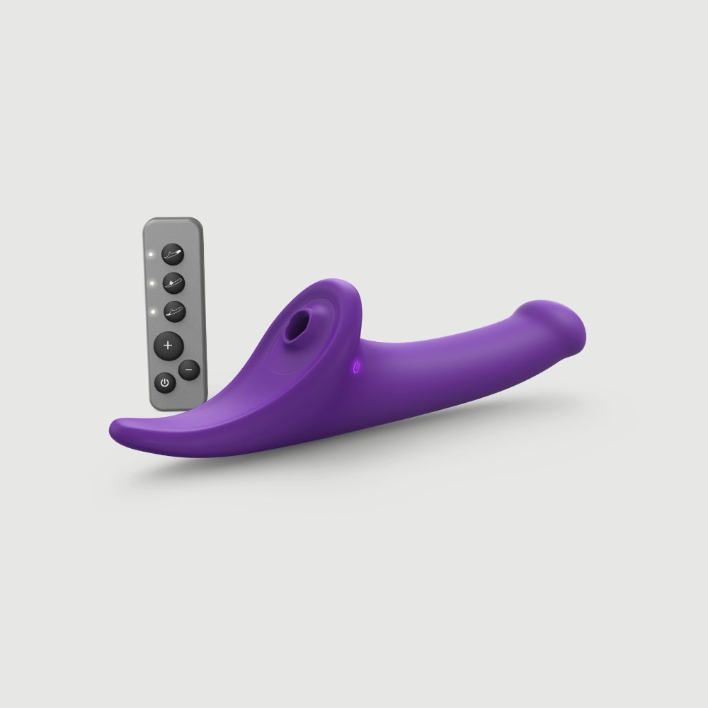 Вібронасадка для страпону з вакуумною стимуляцією Strap-On-Me Multi Orgasm Dildo M Purple - зображення 1