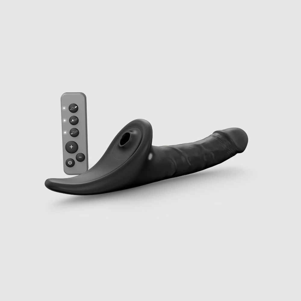 Вібронасадка для страпону з вакуумною стимуляцією Strap-On-Me Multi Orgasm Realistic Dildo L Black - зображення 1