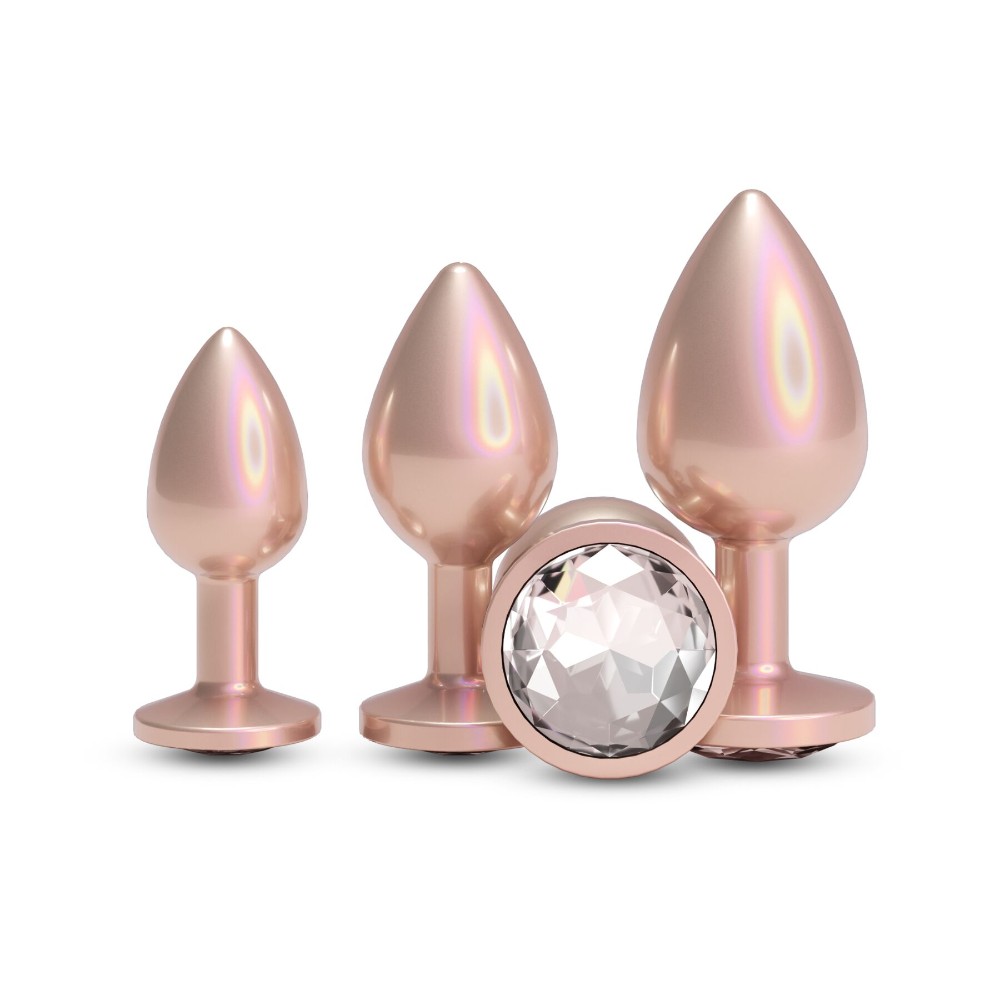 Набір анальних пробок NS Novelties Rear Assets - Trainer Kit - Iridescent Champagne - Clear Gem - зображення 1