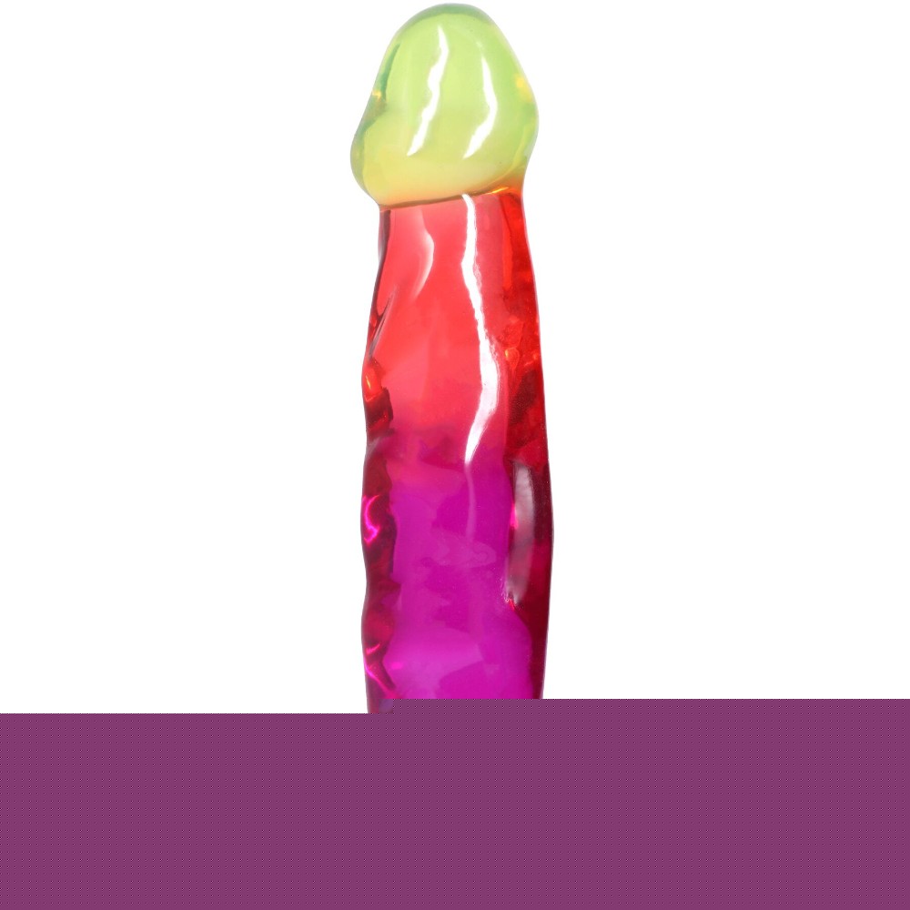 Фалоімітатор Doc Johnson Crystal Jellies - 7.5 Inch Classic Dong - Rainbow - зображення 1