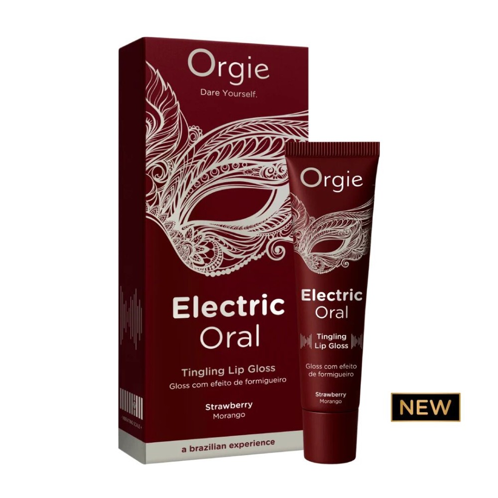 Віброблиск для губ Orgie Electric Oral Lips Gloss Strawberry 10 мл, з ефектом поколювання - зображення 1